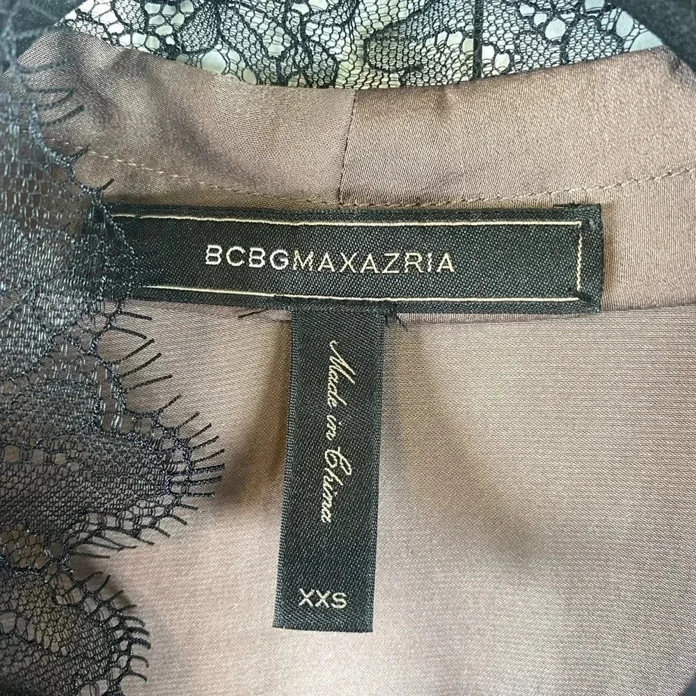 BCBG MaxAzria - ‘Eunice’ Satin Faux wrap top with lace - mulberry mist - XXS - Picture 6 of 10